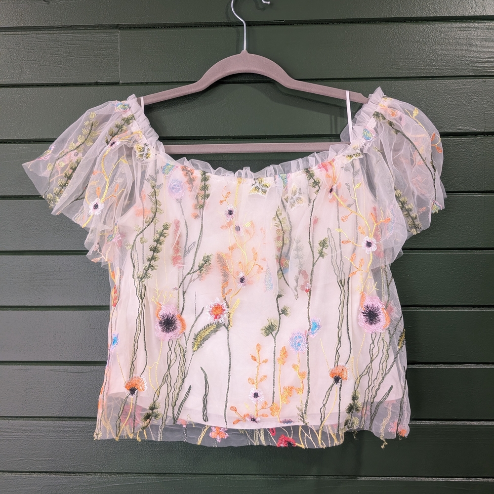 Floral Embroidered Off-Shoulder Top - Picture 2 of 5